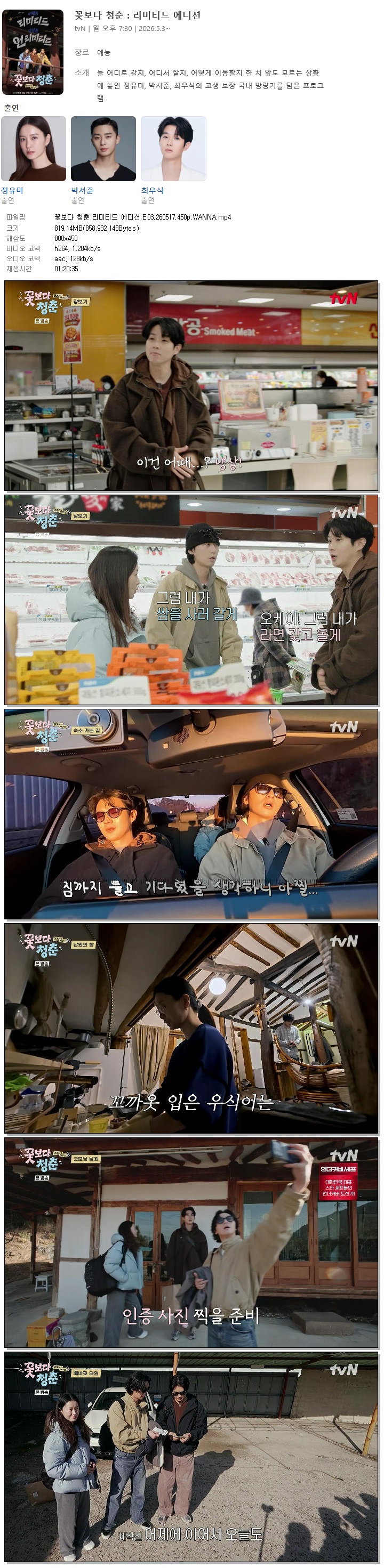 꽃보다 청춘 리미티드 에디션.E03.260517.450p.WANNA