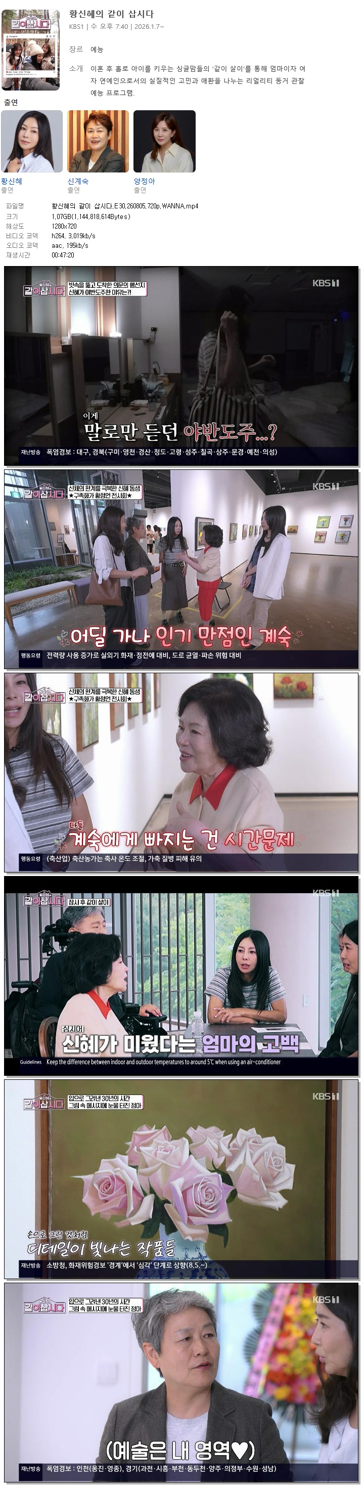 황신혜의 같이 삽시다.E30.260805.720p.WANNA