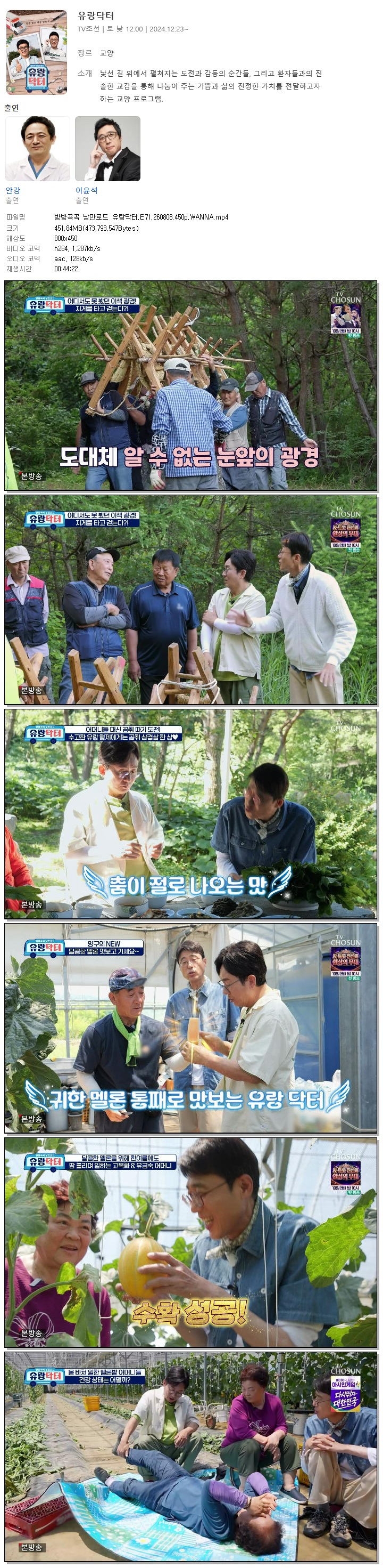 방방곡곡 낭만로드 유랑닥터.E71.260808.450p.WANNA